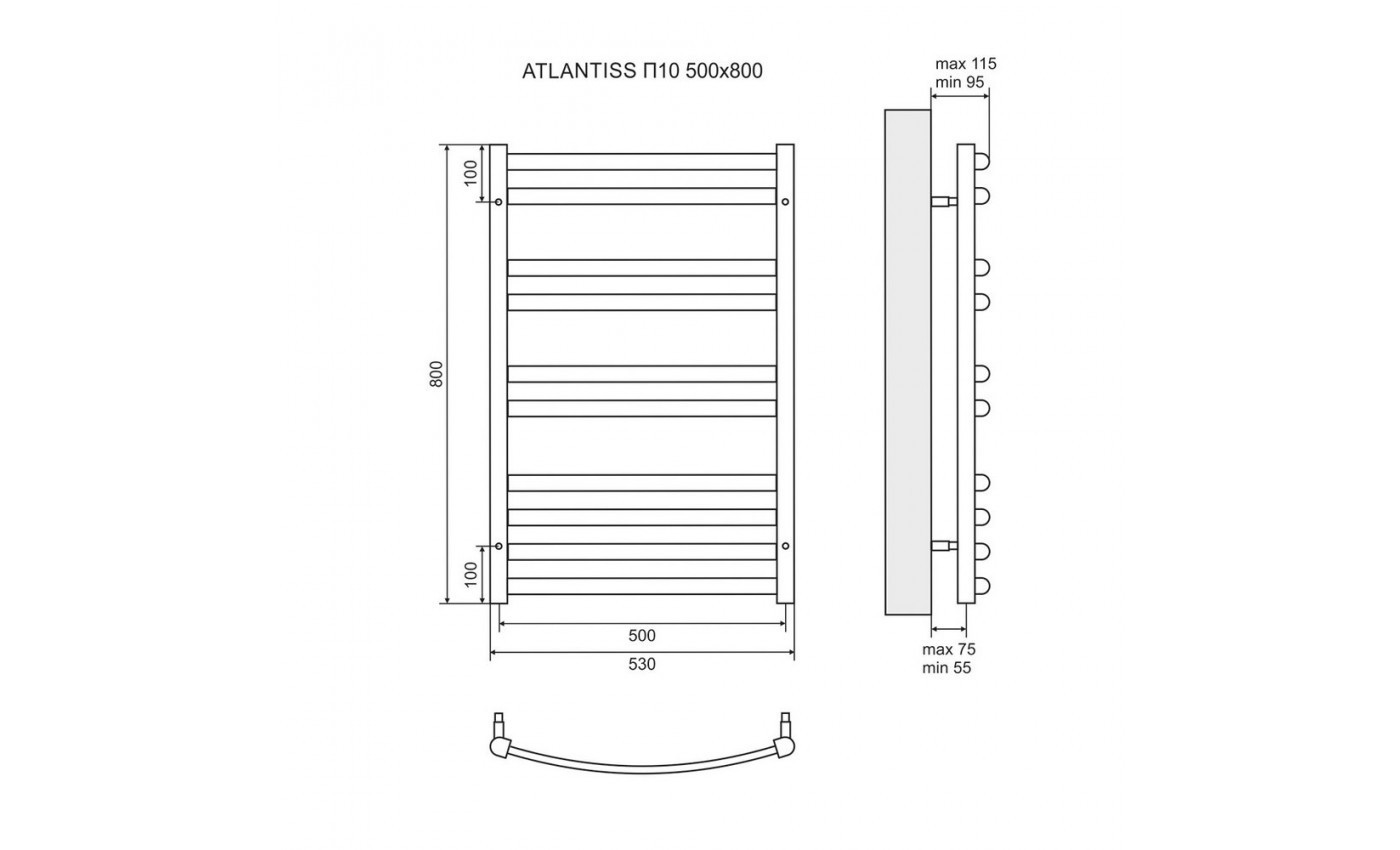 Приобрести lemark полотенцесушитель atlantiss п10 500x800 мм водяной, хром lm32810r