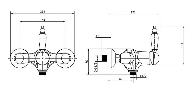 Приобрести boheme сместель для душа tradizionale, золото\черый 284-blc