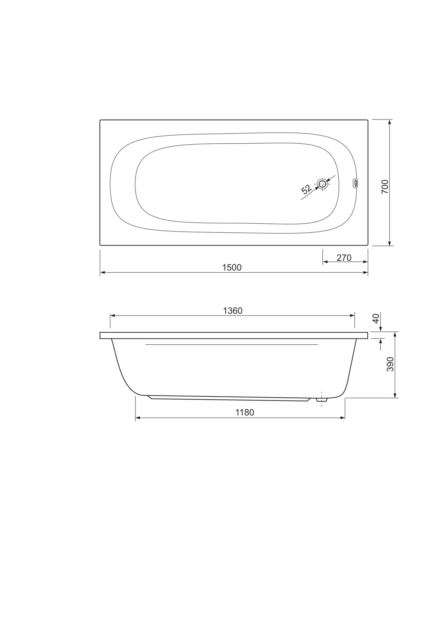 Приобрести cezares акриловая ванна piave 150х70 см piave-150-70-41-w37