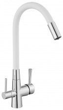 Savol Смеситель для кухни 340мм, гибкий излив, белый\хром S-L1806-02