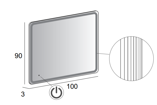 Приобрести cezares зеркало 90х100 см, led подсветка 44996