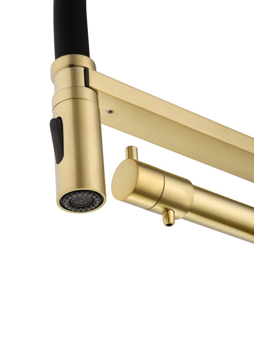 Приобрести смеситель для кухни с гибким изливом и подключением фильтра wonzon & woghand, брашированное золото (ww-88458007-bg)