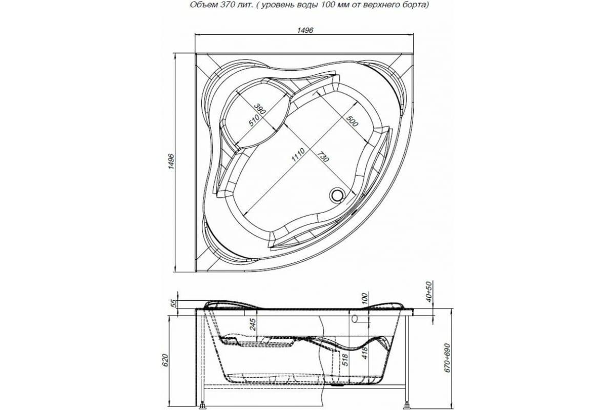 Приобрести aquanet акриловая ванна malta new 150x150 см, белая