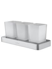 Три стакана для зубных щеток с держателем WONZON & WOGHAND LOTTE, Хром (WW-8338)