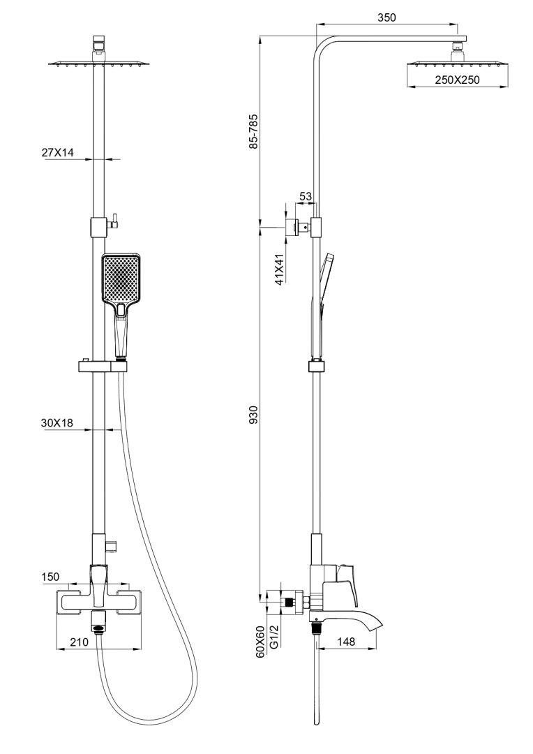 Приобрести душевая система wonzon & woghand flex, хром (ww-88047072-cr)