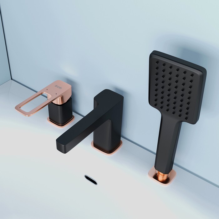 Приобрести iddis смеситель на борт ванны slide, 3 -отверстия, черный матовый\бронза slibg30i07