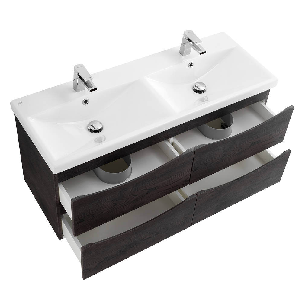 Приобрести belbagno тумба с раковиной marino-cer 120 см, подвесная с ящиками rovere nature grigio, белая раковина