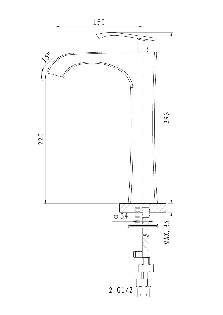 Приобрести смеситель для раковины высокий wonzon & woghand triumph, хром (ww-561104-cr)