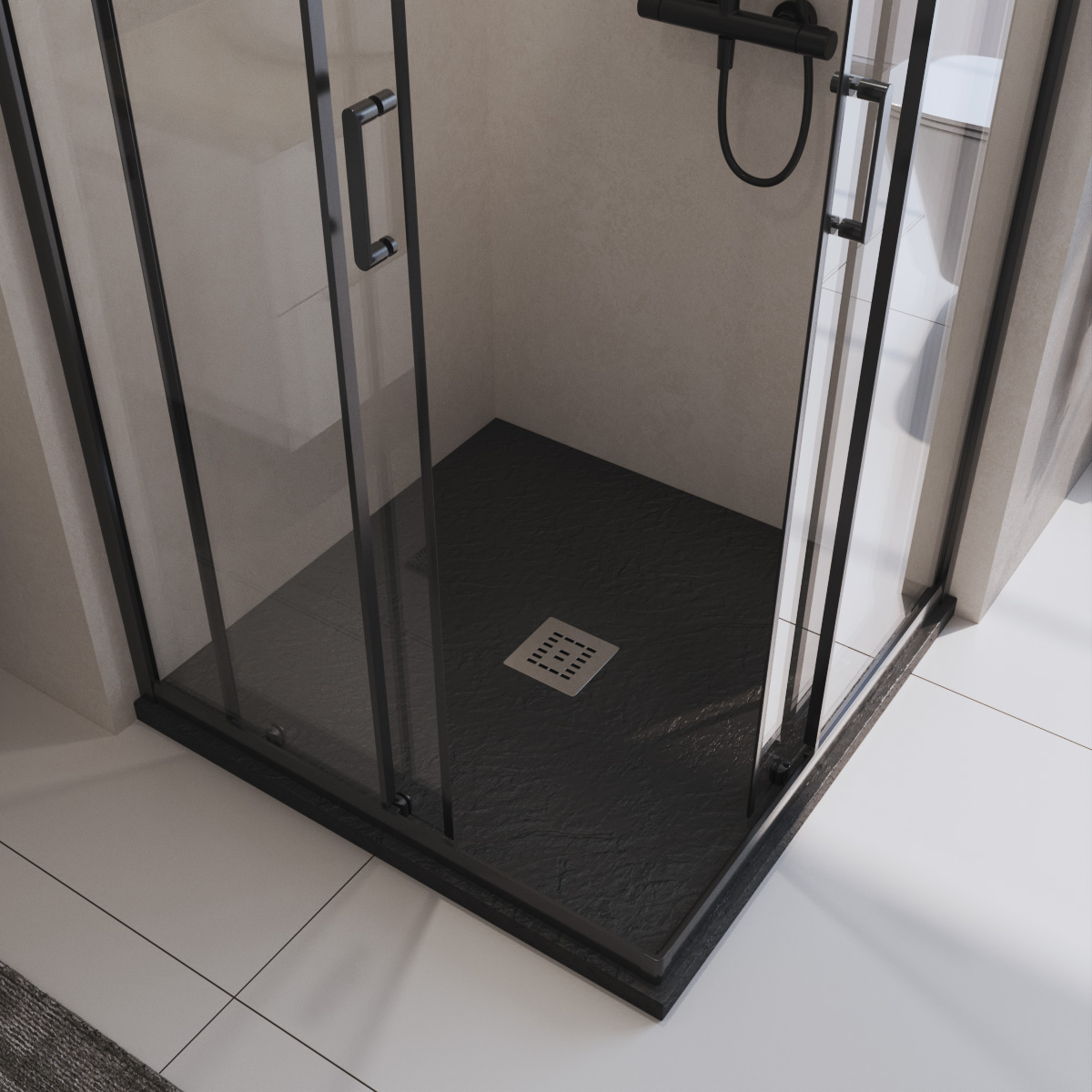 Приобрести belbagno душевой поддон 90х90 см, искусственный мрамор, сифон uno tray-mr-uno-a-90-35-nero-cr