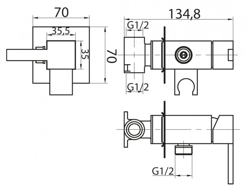 Приобрести cezares смеситель для душа и гигиенического душа со штуцером с держателем czr-da2-01
