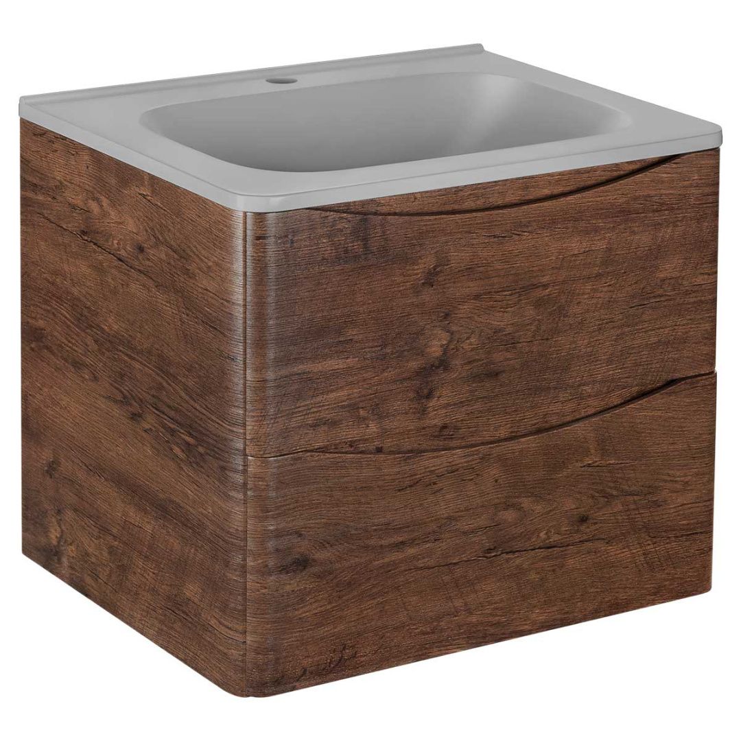 Приобрести vincea тумба подвесная paola 60 см, темное дерево с серой матовой раковиной vmc-2p600rw;vcb-2vp600g