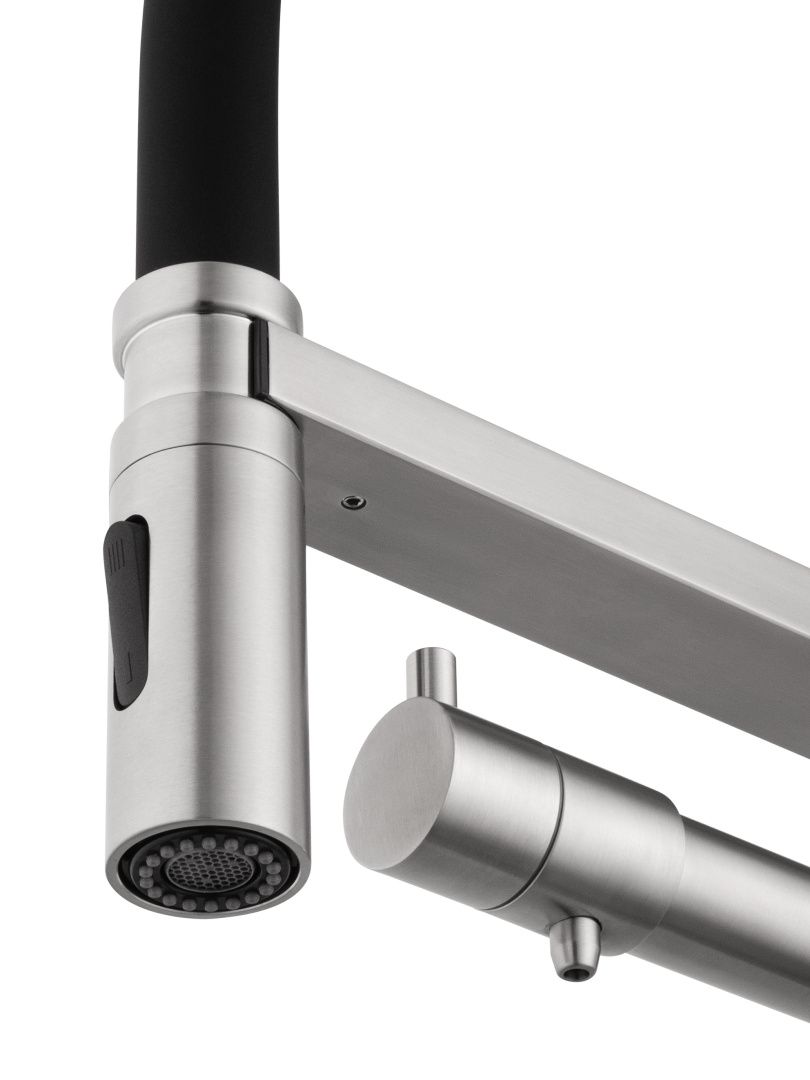 Приобрести смеситель для кухни с гибким изливом и подключением фильтра wonzon & woghand, брашированный никель (ww-88458007-bn)