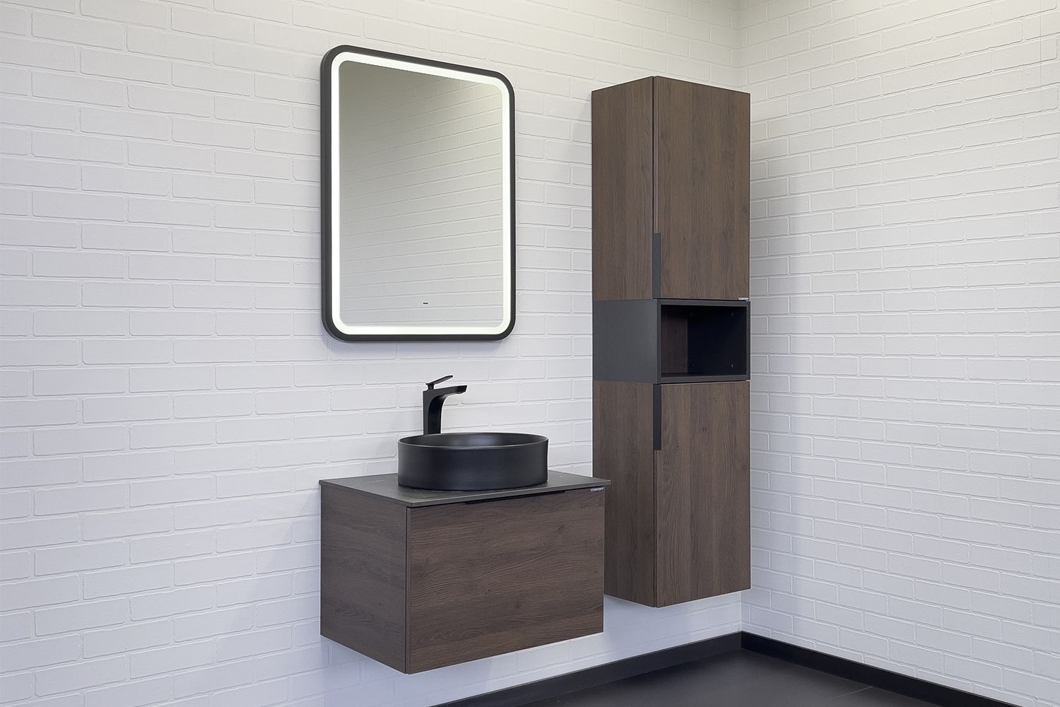 Приобрести сomforty тумба со столешницей и раковиной "портленд-60" дуб шоколадно-коричневый с раковиной 9110mb