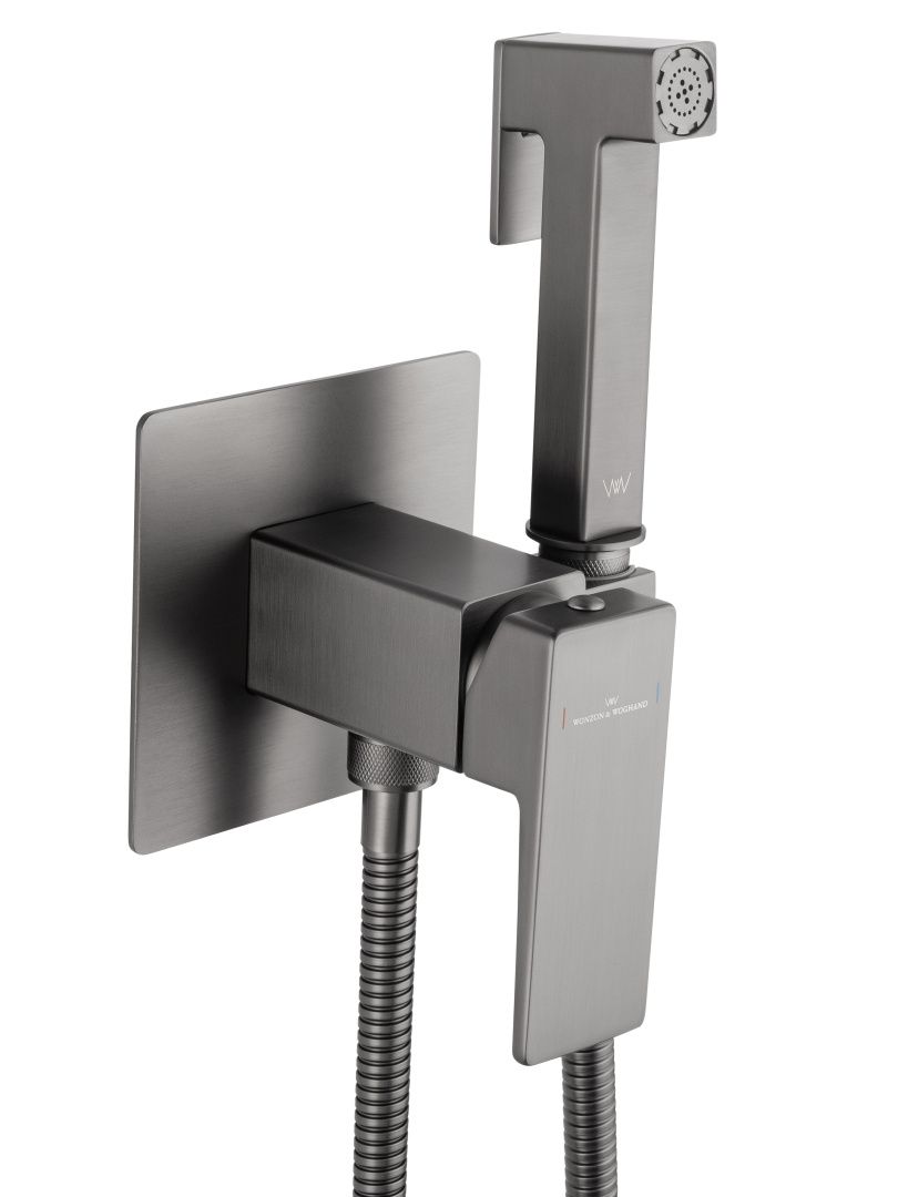 Приобрести смеситель с гигиеническим душем встраиваемый wonzon & woghand cube 2.0, темный графит (ww-88829068-bgm)