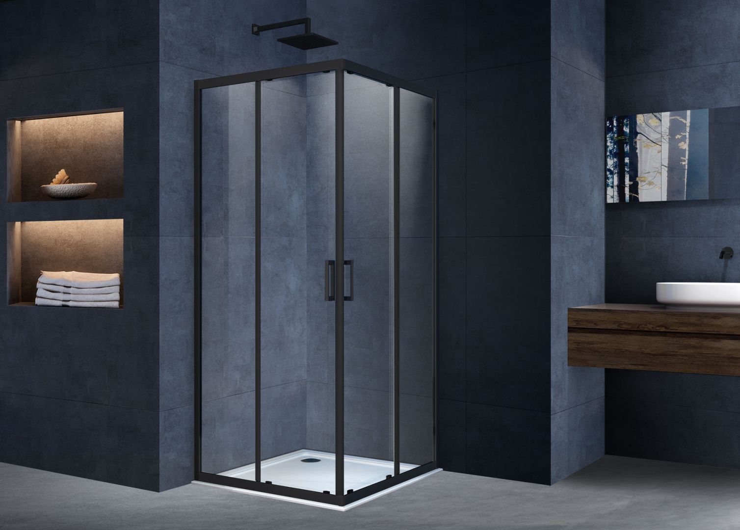 Приобрести vincea душевое ограждение alpha 100х100 см, прозрачное, черное vss-3al100clb