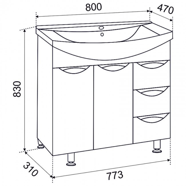 Приобрести briz тумба напольная бриз 75 см, белая т13-75