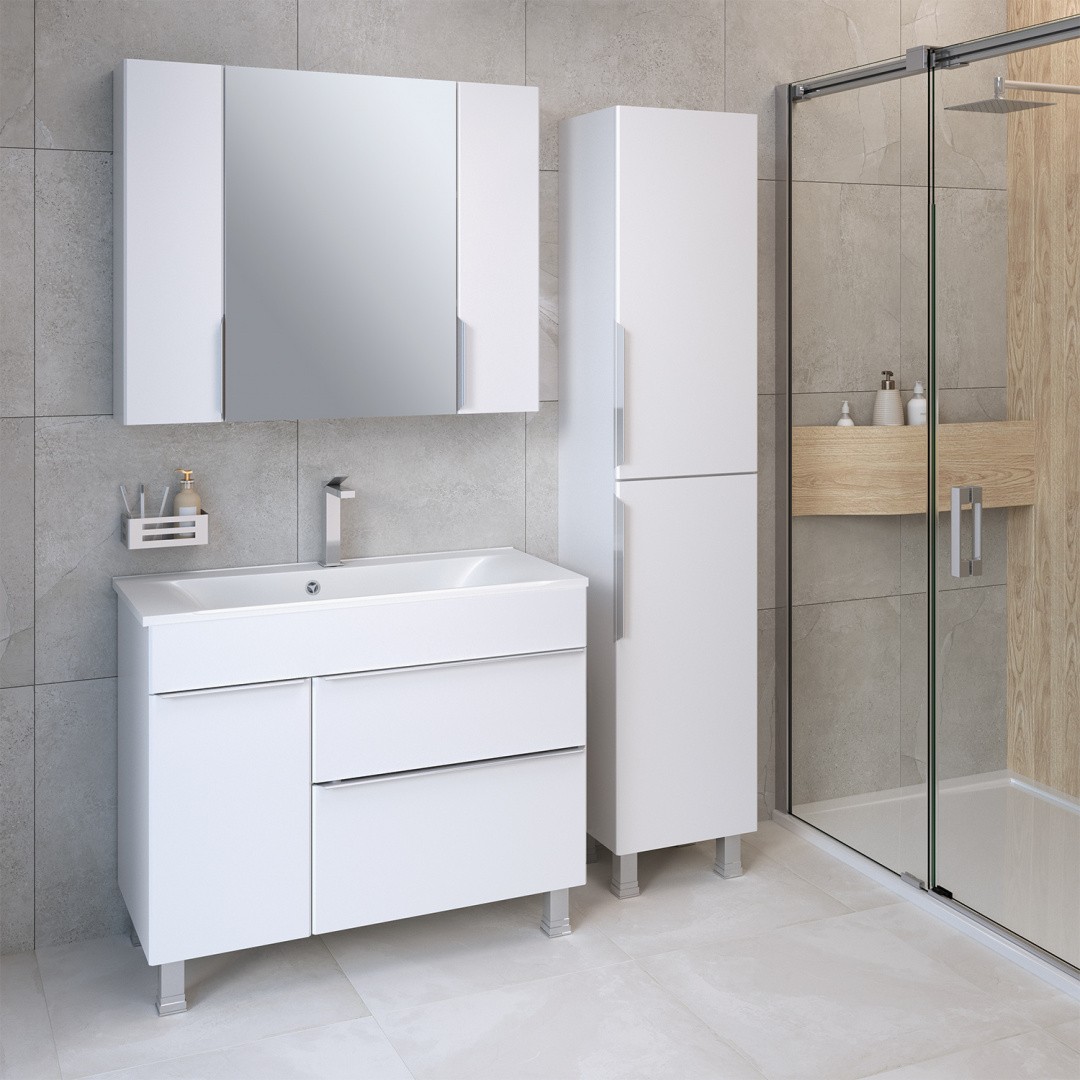 Приобрести aqua de marco зеркало-шкаф axioma 100 см, белый 1100wgaxi