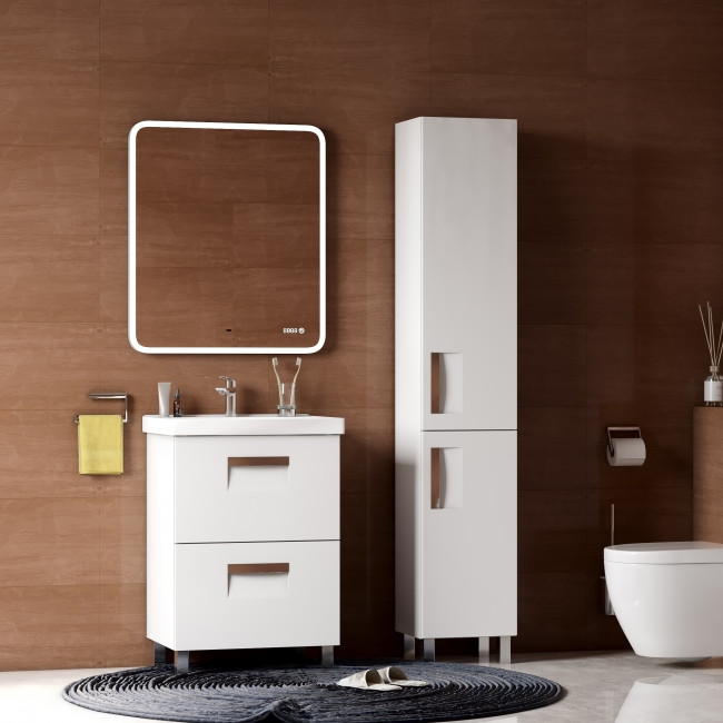 Приобрести briz зеркало sofi 60х80 см, с подсветкой,подогревом, часы, сенсорное включение , белое пдз43-60