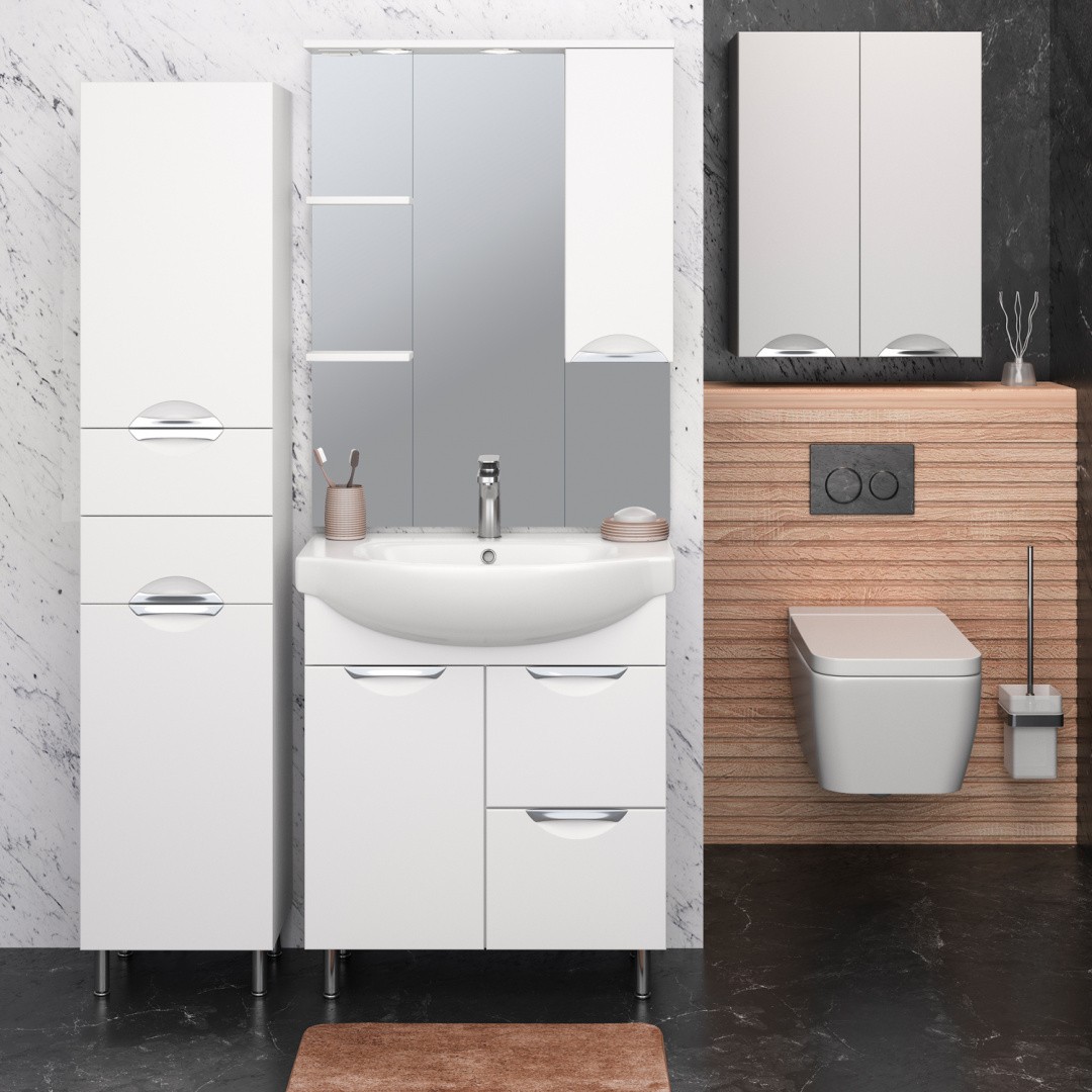 Приобрести aqua de marco зеркало-шкаф eleganse 75 см, правое, белый\хром 1075cele/r