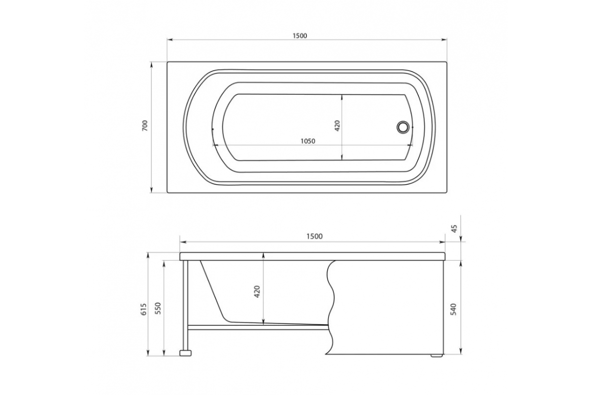 Приобрести aquanet акриловая ванна nord new 150x70 см, белая