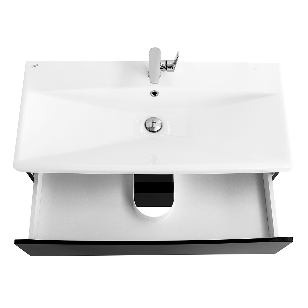 Приобрести belbagno тумба с раковиной marino-cer 80 см, подвесная nero lucido, белая раковина