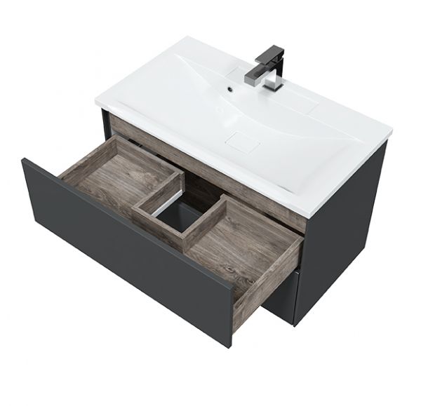 Приобрести mirsant тумба sole ultra, подвесная с раковиной more 80 см, серая матовая ут000068464