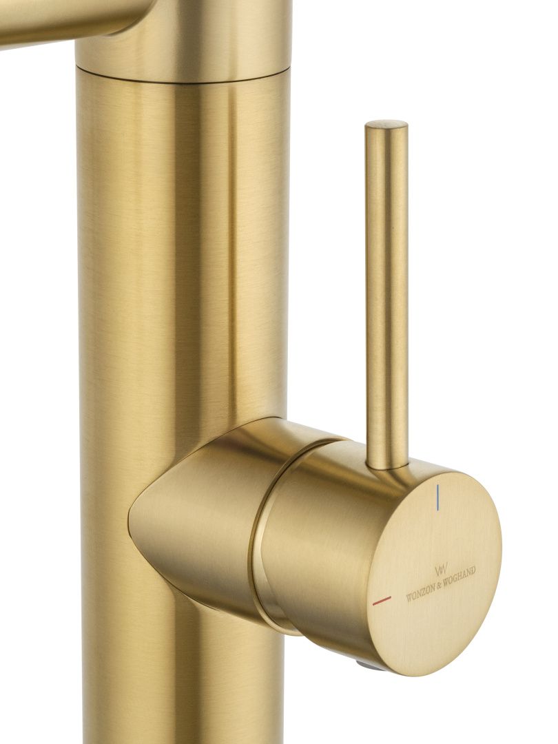 Приобрести смеситель для кухни с гибким изливом и подключением фильтра wonzon & woghand, брашированное золото (ww-88458007-bg)