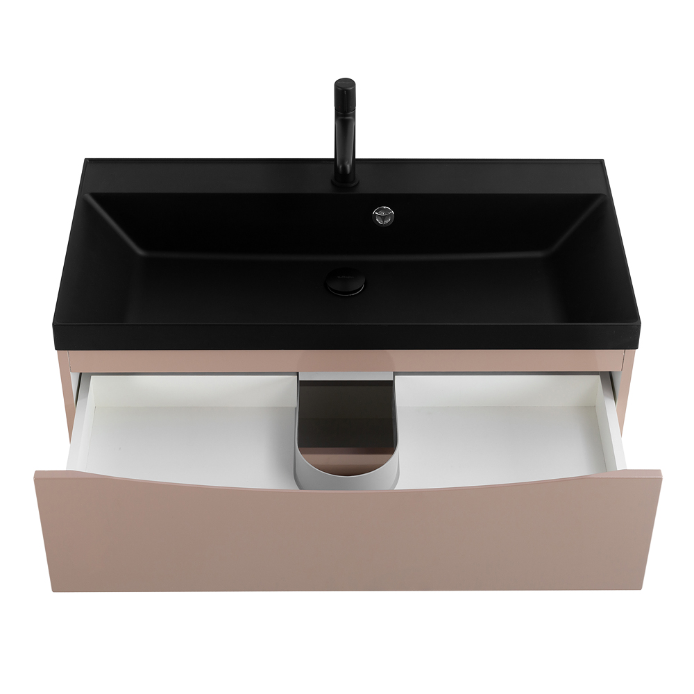 Приобрести belbagno тумба с раковиной marino 90 см, подвесная cappuccino lucido, чёрная раковина