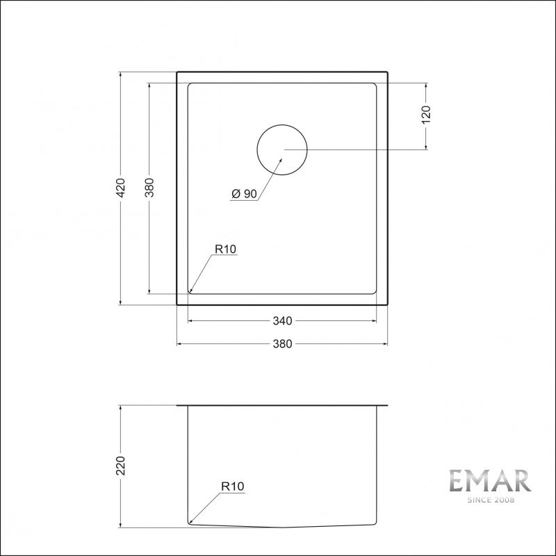 Приобрести emar кухонная мойка 38х42 см, золото emb-130 pvd emb-128a pvd nano golden