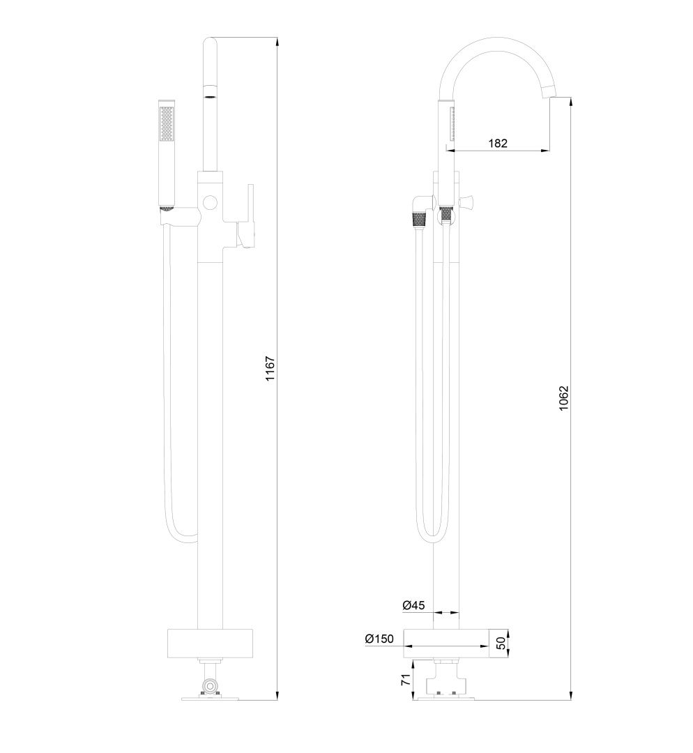 Приобрести смесители напольные для ванн и раковин wonzon & woghand stick, хром (ww-88649017-cr)