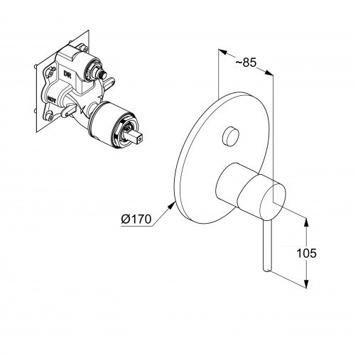 Приобрести kludi bozz встраиваемый смеситель для ванны и душа; черный матовый; автом. переключатель душ/ванна push&switch