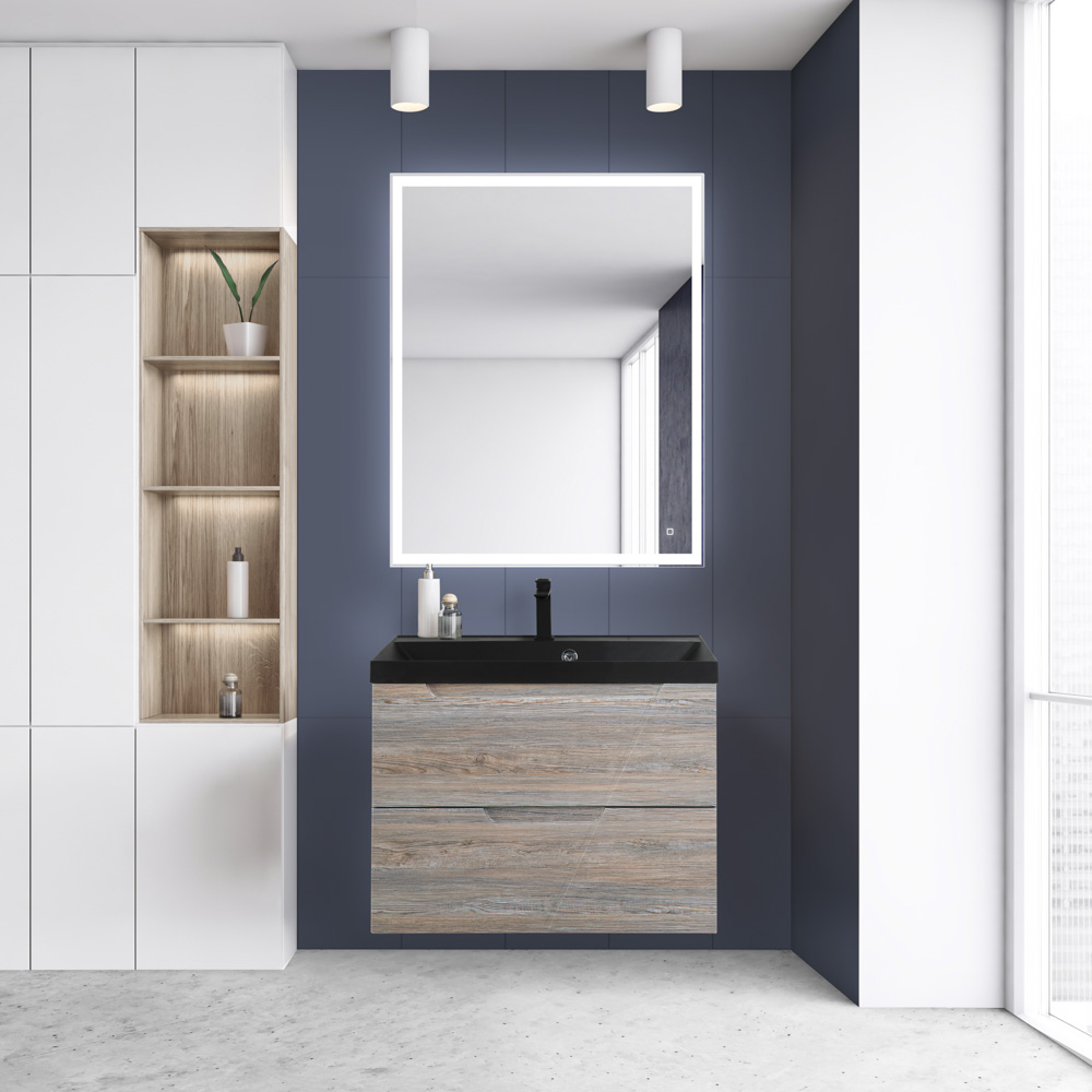 Приобрести belbagno тумба с раковиной vittoria 80 см, подвесная pino, чёрная раковина