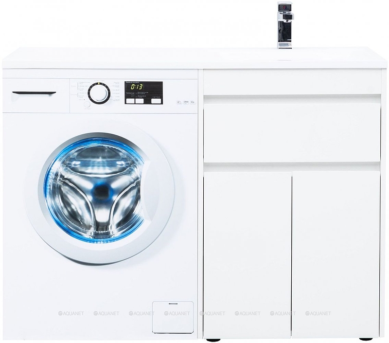 Приобрести aquanet тумба с раковиной токио 58 см, белая (напольная, 1 ящик, 2 дверцы)