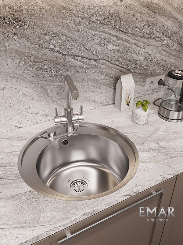 Приобрести oulin кухонная мойка 51х51 см, сатин oulin ol-r510