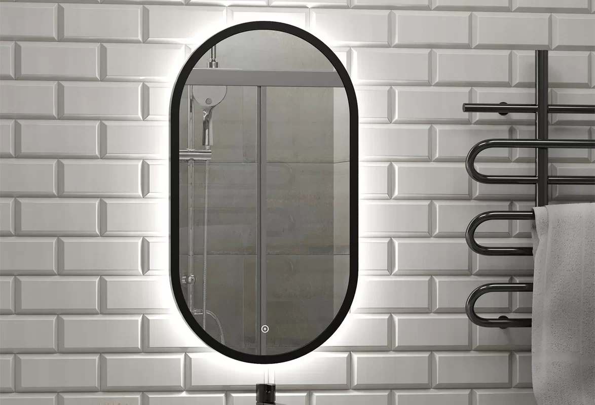 Приобрести continent зеркало с подсветкой prime black 45х80 см, черное