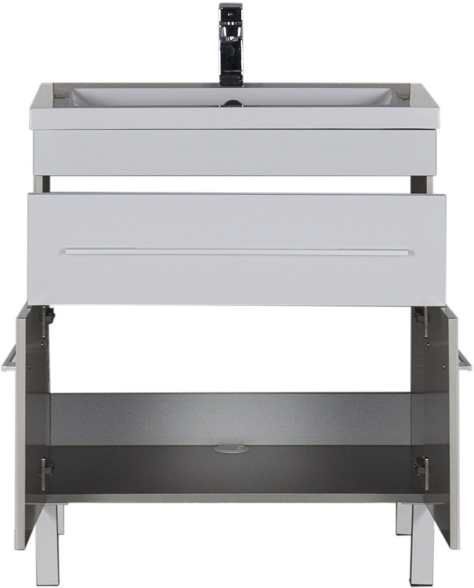 Приобрести aquanet тумба с раковиной верона 75 см, белая (напольная 1 ящик 2 дверцы)