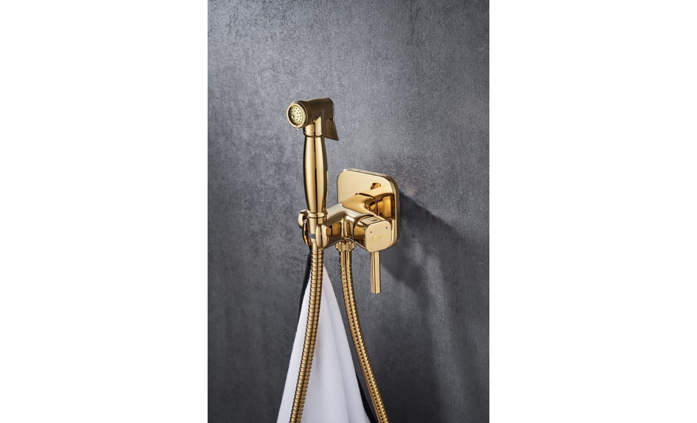 Приобрести lemark смеситель solo с гигиеническим душем, скрытый монтаж, золото lm7165g