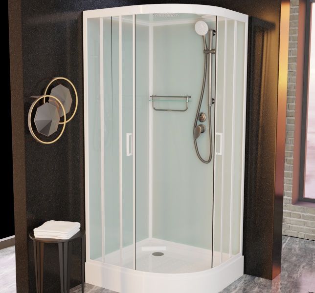 Приобрести frank душевая кабина f408 white, низкий поддон, полукруглая