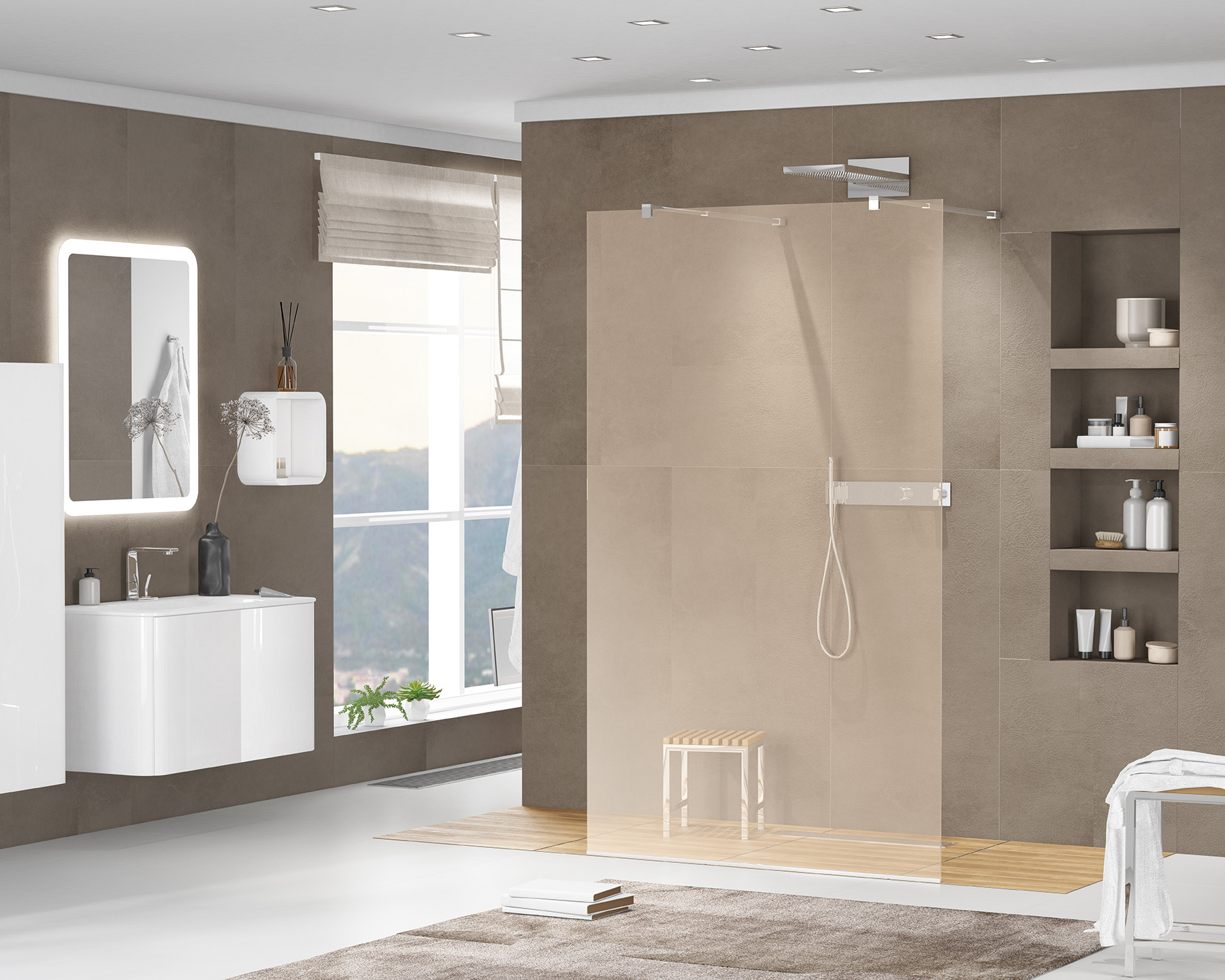 Приобрести cezares душевая перегородка liberta 120 см, бронза\хром liberta-l-2-120-br-cr