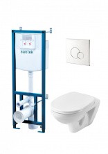 Унитаз подвесной с инсталляцией Пэк "Бореаль" панель хром