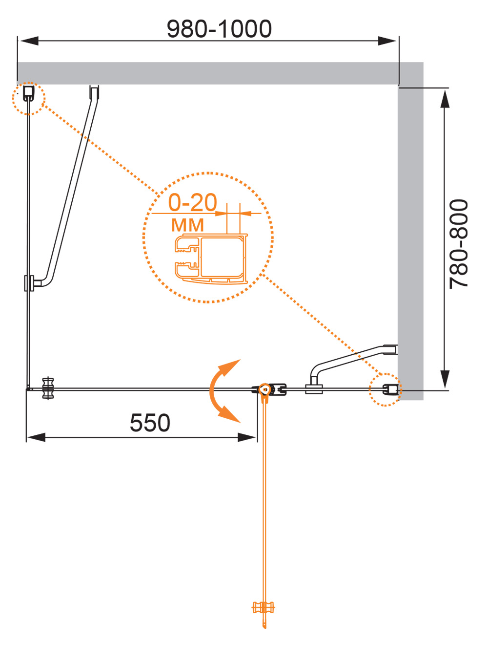 Приобрести cezares душевое ограждение elena 100х80 см, хром elena-w-ah-1-100/80-p-cr-r