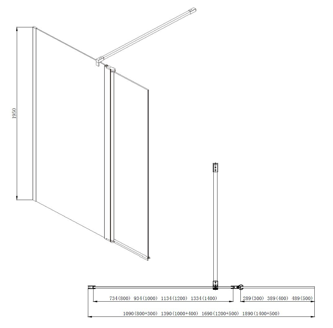 Приобрести душевая перегородка azario chicago walk-in 1000х1950, подвижная дополнительная перегородка 400х1950, (az-nar6321 1000