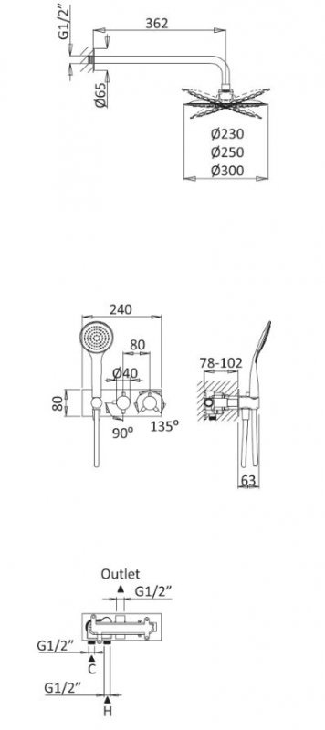 Приобрести cezares встраиваемоя душевая система czr-b-vdim-t-nop