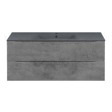 Vincea Тумба подвесная Mia 120 см, бетон с раковиной матовый антрацит VMC-2MC120BT;VBS-13120MA
