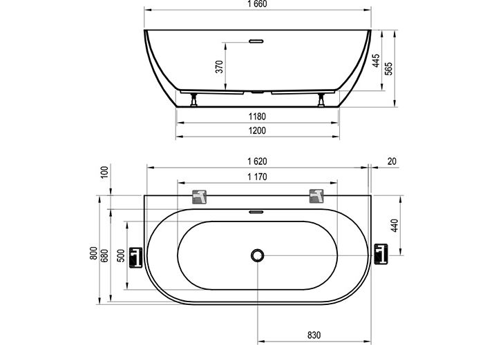 Приобрести акриловая ванна ravak freedom w 165х80 см xc00100024