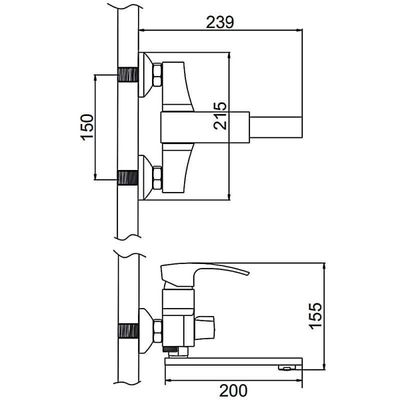Приобрести gerhans смеситель для ванны к14, хром k13014