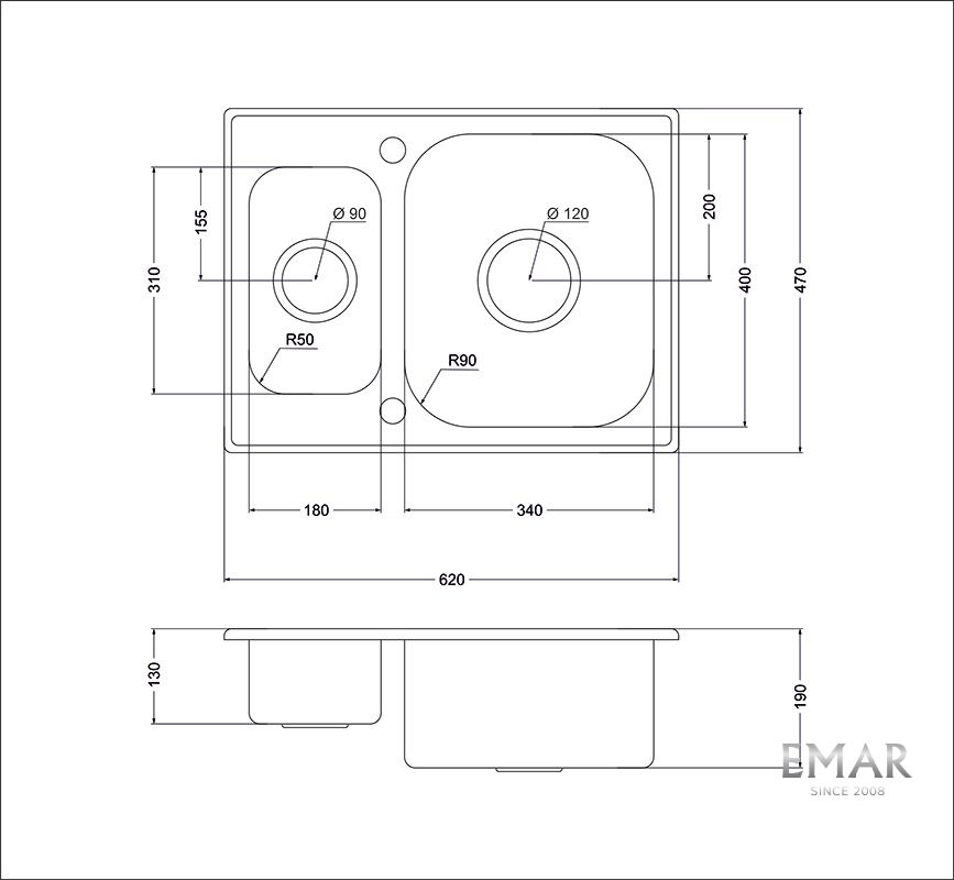 Приобрести oulin кухонная мойка 62х47 см, сатин oulin ol-0304