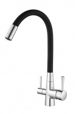 Savol Смеситель для кухни 340мм, гибкий излив, черный\хром S-L1806-01