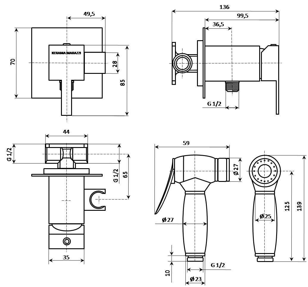Приобрести kerama marazzi смеситель с гигиеническим душем fioretto, хром v253cr442rukm