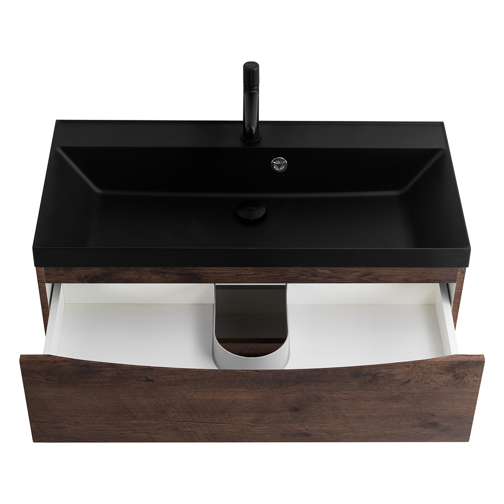 Приобрести belbagno тумба с раковиной marino 90 см, подвесная rovere moro, чёрная раковина